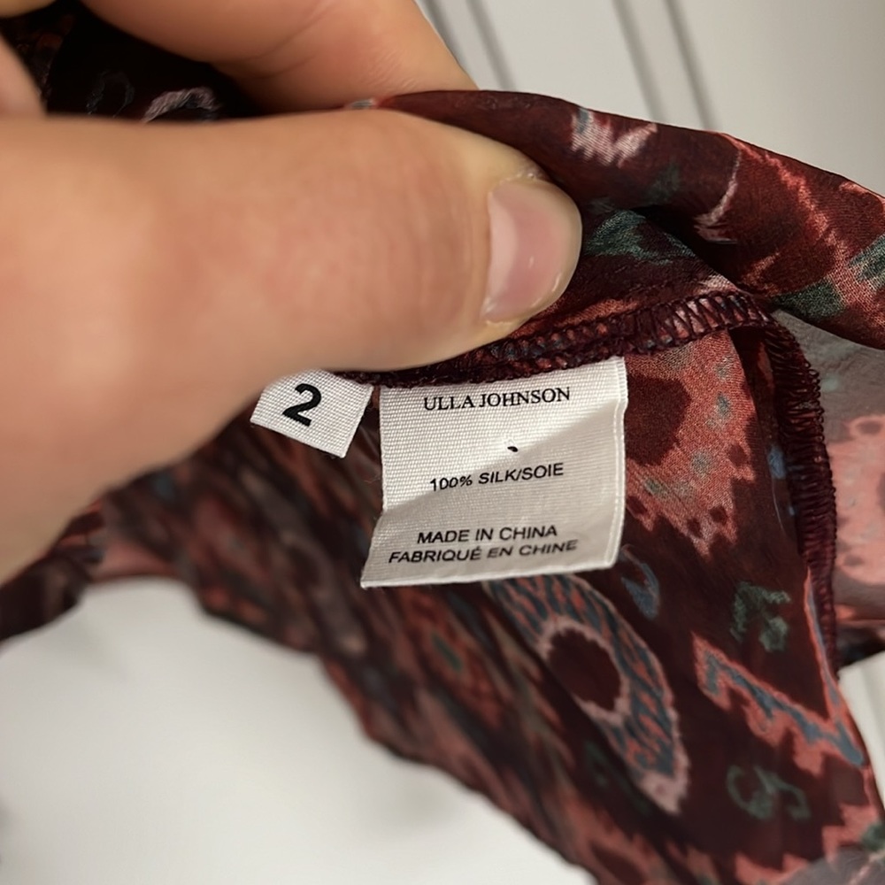 NWT $425 Ulla Johnson 100% Silk Ada Garnet Blouse Shirt - Picture 10 of 10